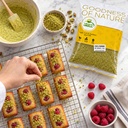 Pistachio powder used to finish raspberry financiers