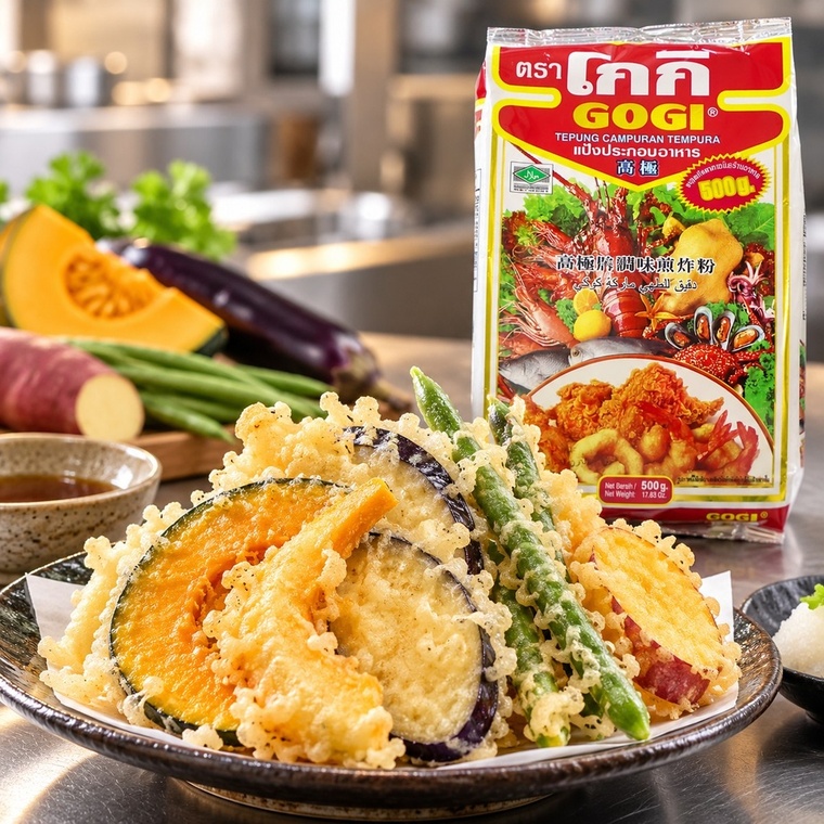 Gogi Tempura Flour, Thailand - 500G serving suggestion 04