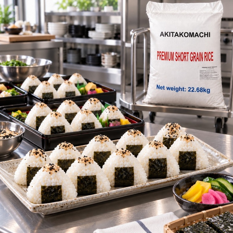 Akitakomachi short grain rice 22.68kg onigiri