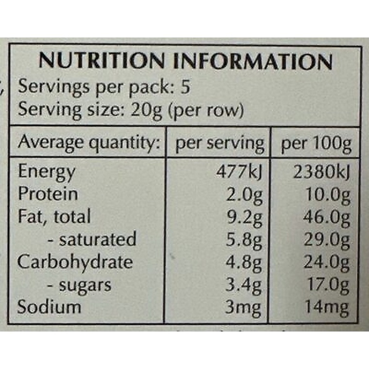 Lindt Excellence 78% Cocoa Dark Chocolat — nutrition