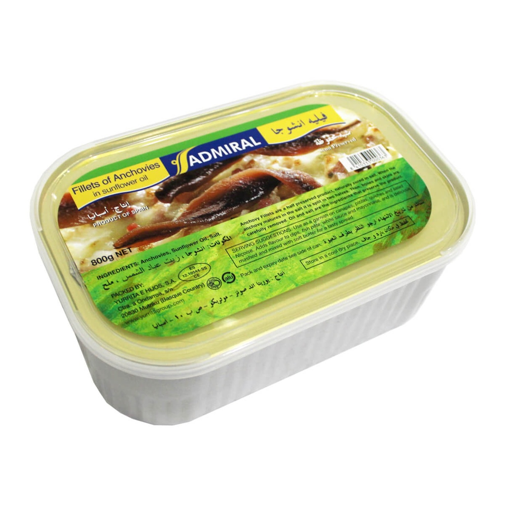 Admiral Anchovy Fillet in Sunflower Oil - 6x800g