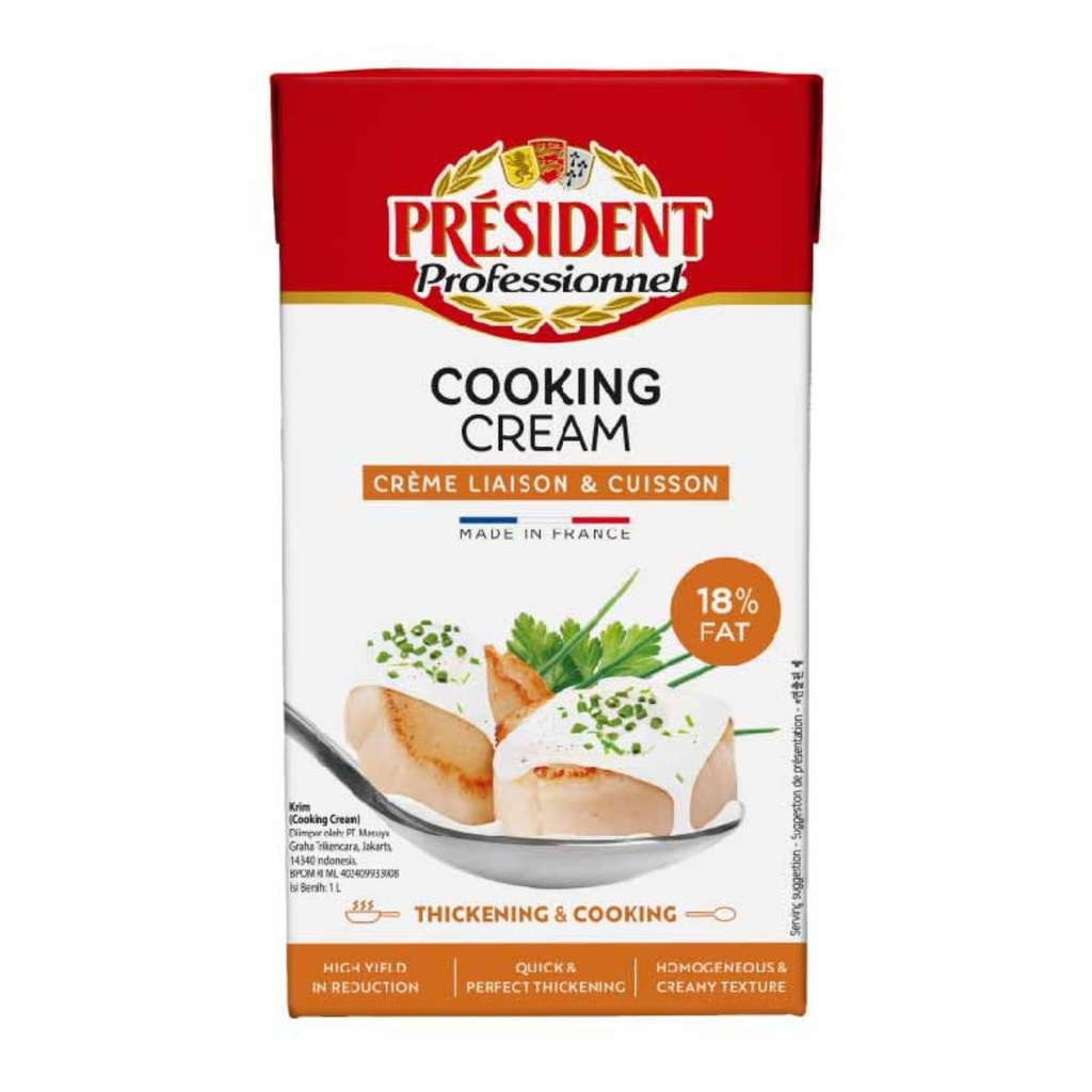 President 18% Cooking Cream, France - 6x1ltr