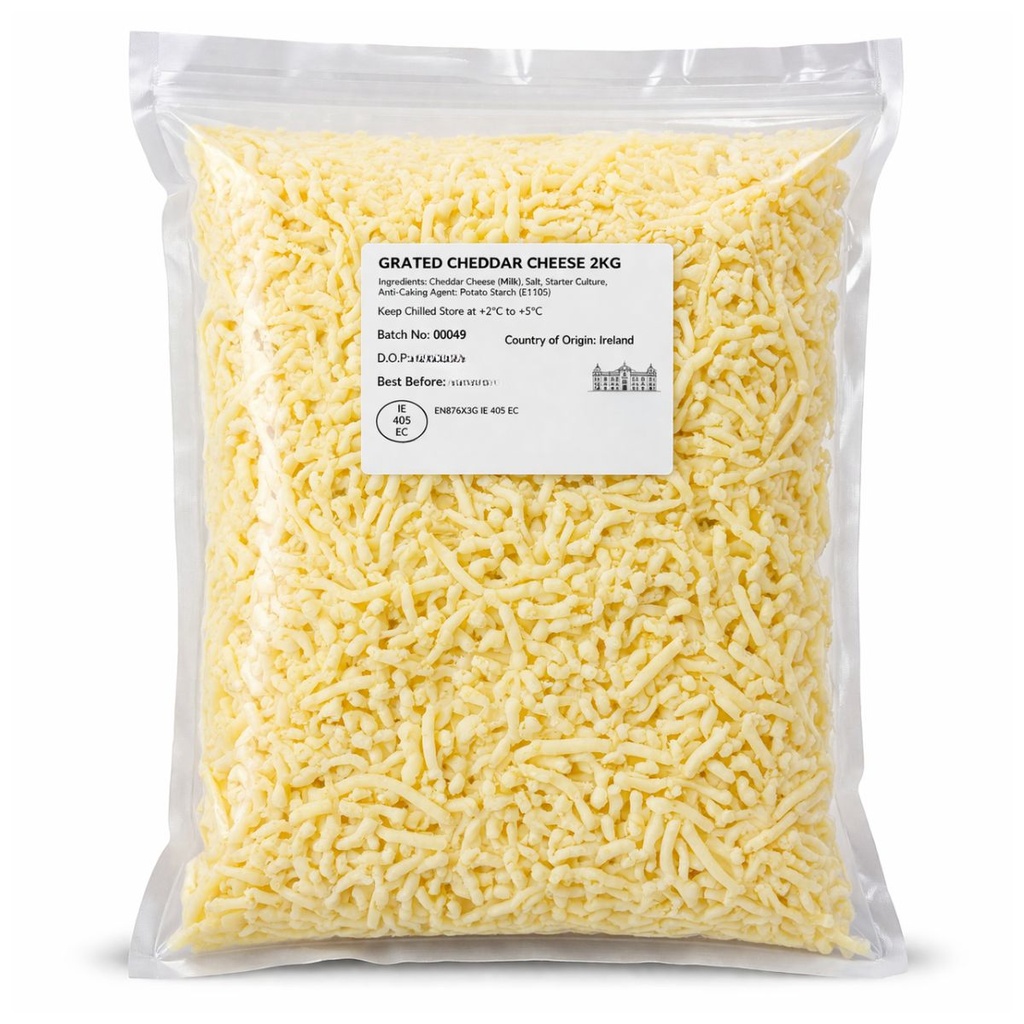 [BREK-151042] Croxton Manor White Cheddar Cheese, Shredded - 1x2kg