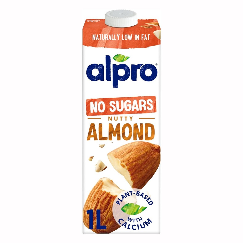Alpro Almond Milk NO SUGARS, Nutty Almond - 8x1ltr
