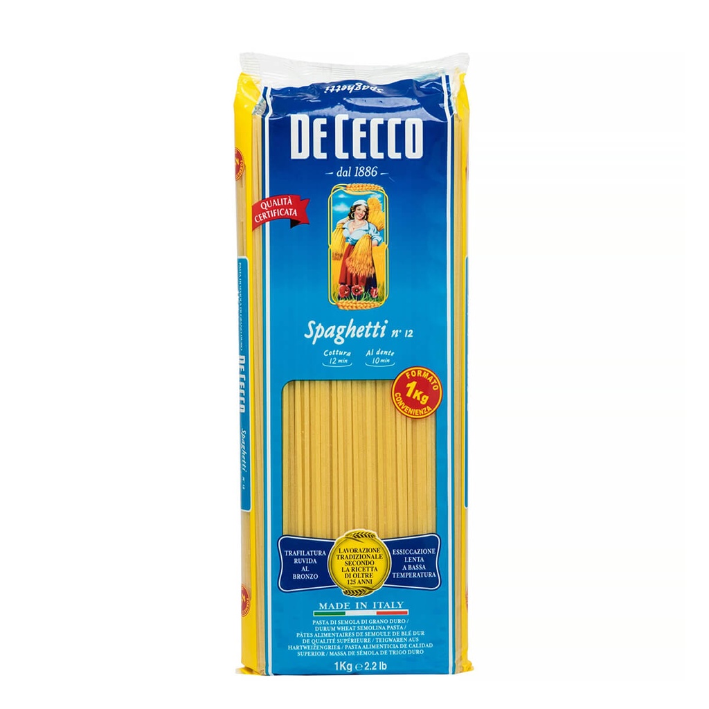 DeCecco Spaghetti #12 Pasta, Italy - 12x1kg