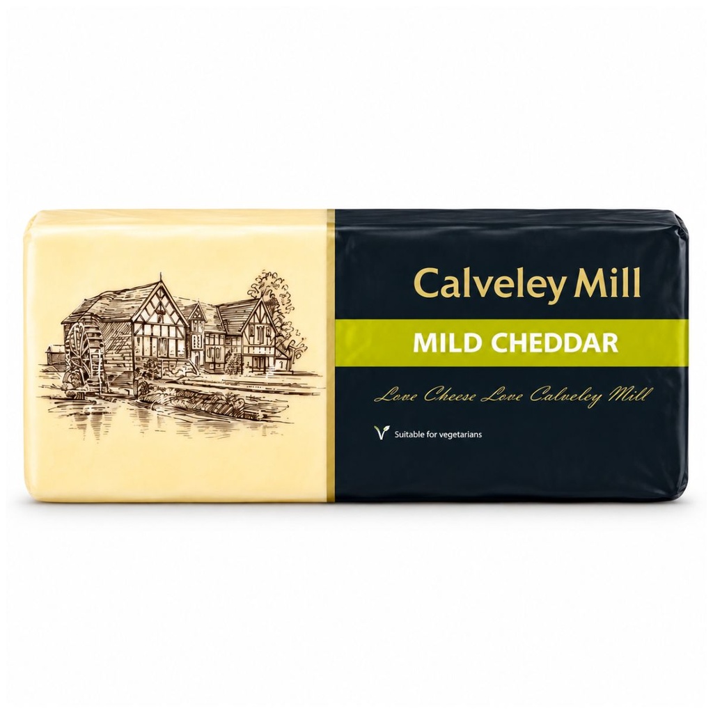 Calveley Mill Mild Cheddar Cheese Block, Colored - 1x1kg