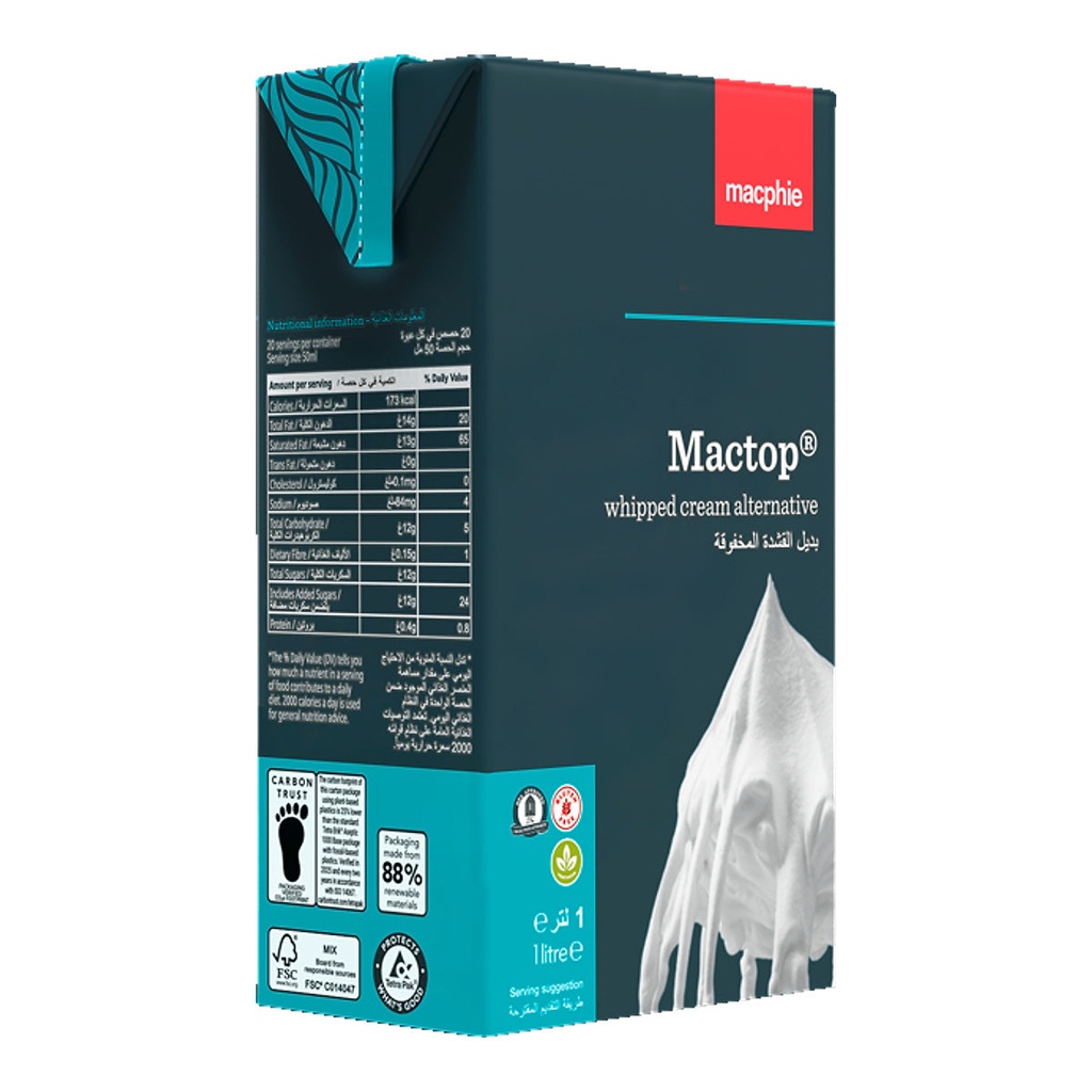 Mactop Macphie Whipped Cream Alt. UHT - 12x1ltr