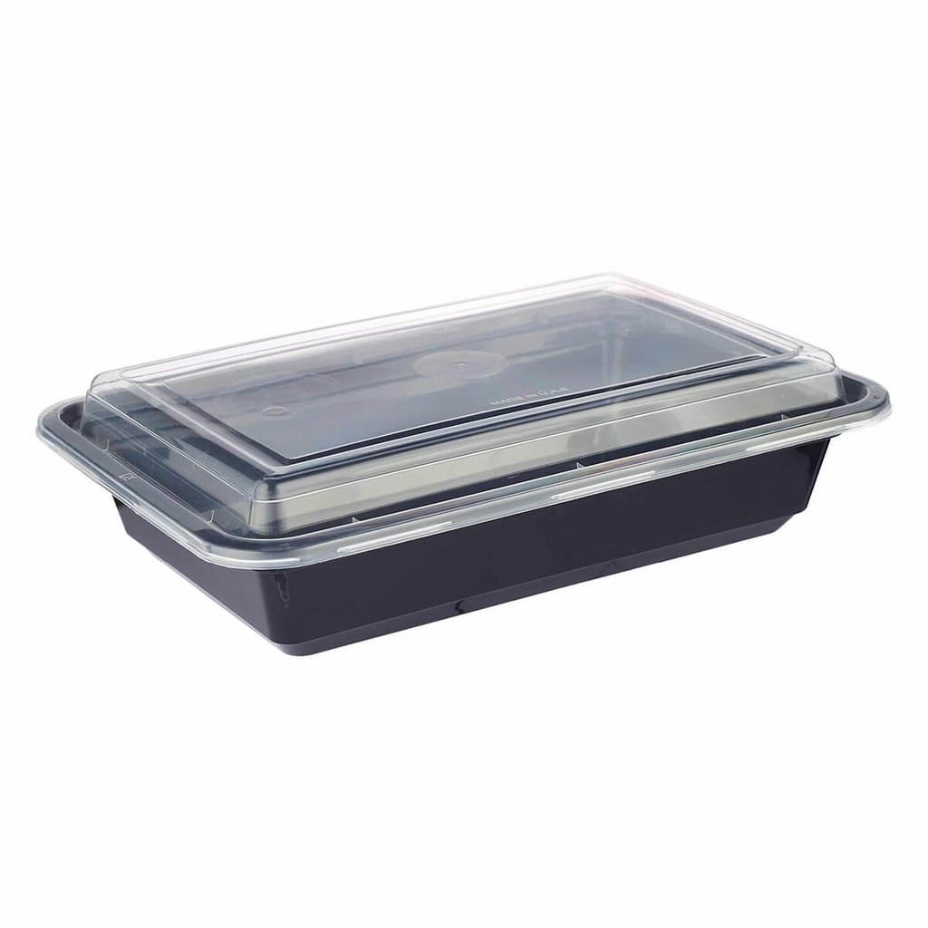 [NONF-801052] SNH Black HD Rectangle Container 38z+Lid - 1x150pc