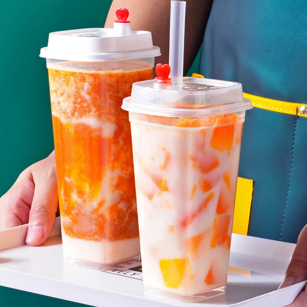 [NONF-801006] Bubbly Plastic Square Cup with Lid, 500ML - 20x25pc