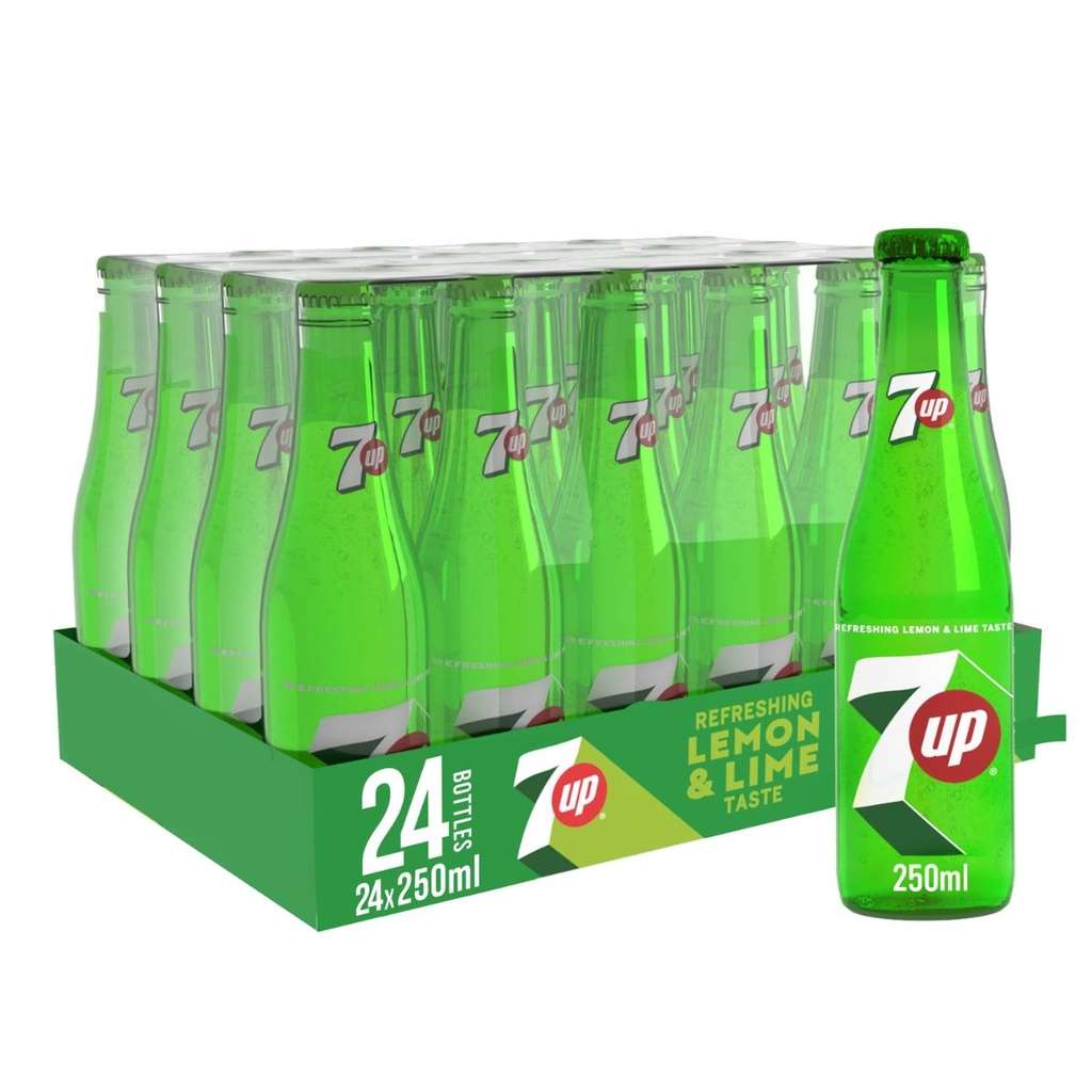 7UP Lime Soft Drink, Glass, UAE - 24x250ml