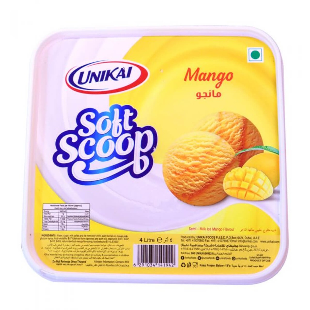 [FROZ-906003] Unikai Mango Ice Cream - 6x4ltr