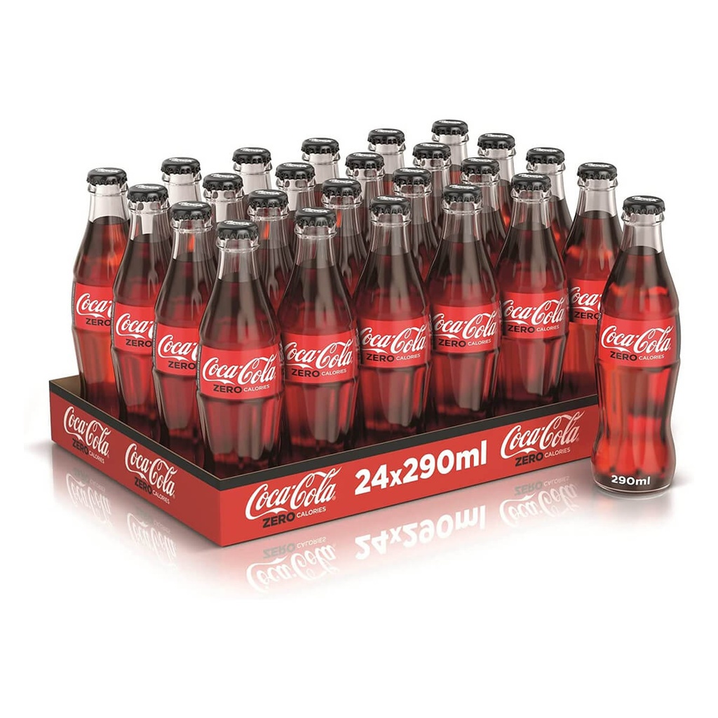 [BEVR-700833] Coca Cola Zero Calories Soft Drink, Glass, UAE - 24x290ml