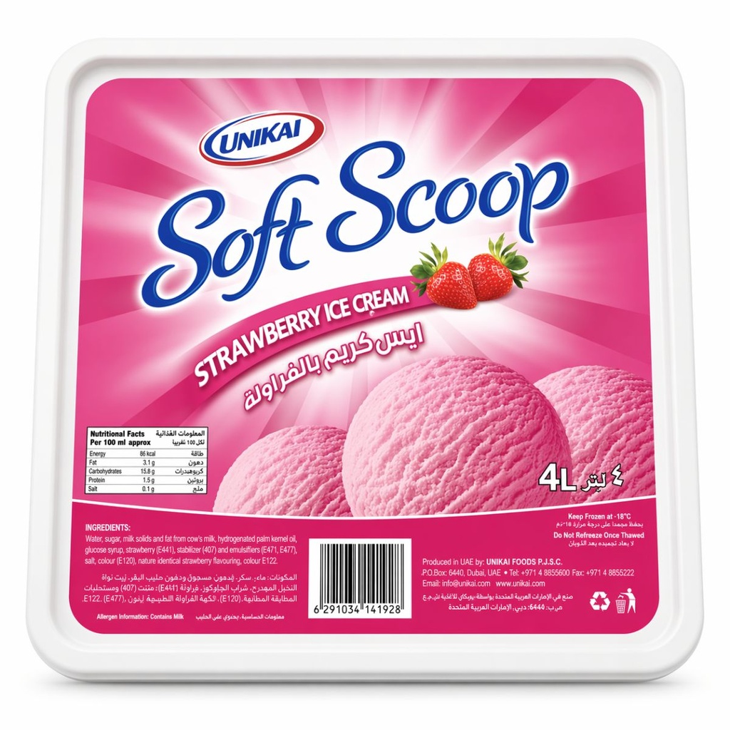 Unikai Strawberry Ice Cream - 6x4ltr