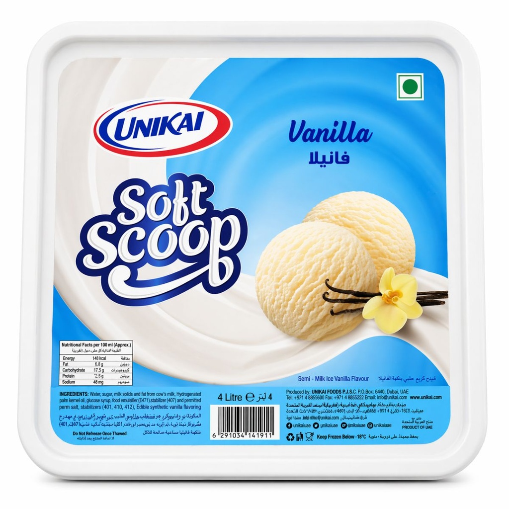 Unikai Vanilla Ice Cream - 6x4ltr