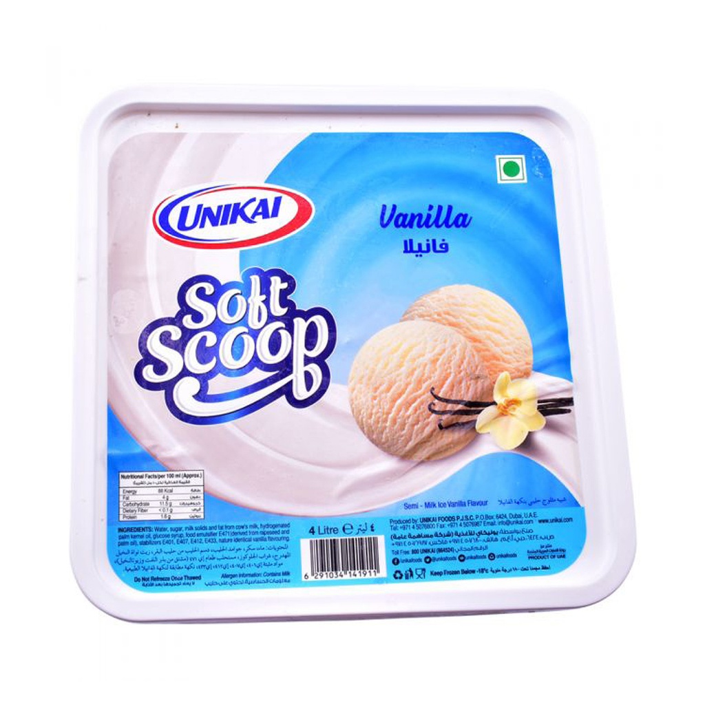 Unikai Vanilla Ice Cream - 6x4ltr