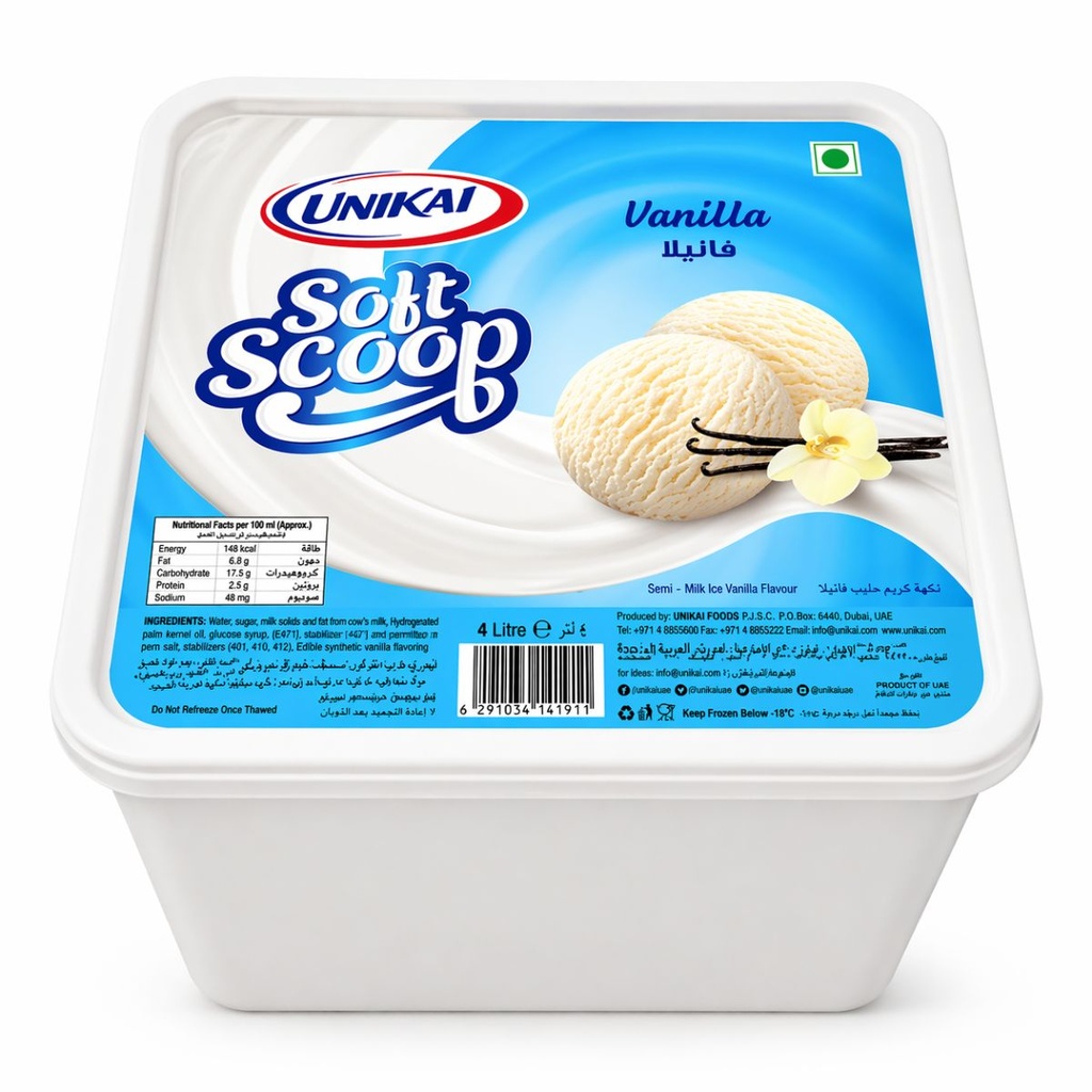 Unikai Vanilla Ice Cream - 6x4ltr