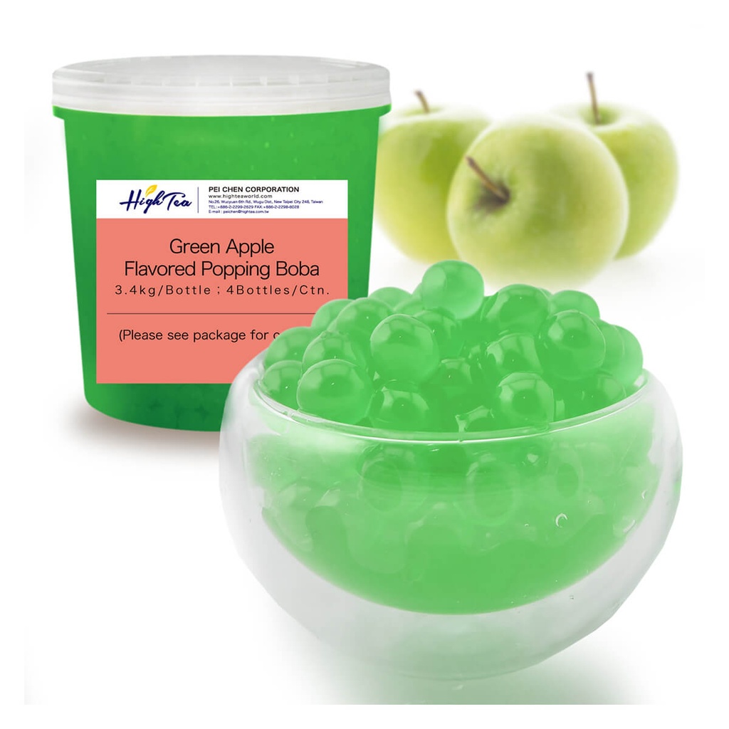 [BOBA-710117] High Tea Greening Apple Popping Boba, Taiwan - 4x3.4kg