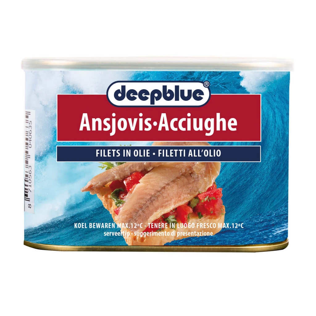 [FISH-551018] Deepblue Anchovy Fillet in Sunflower Oil - 1x600g