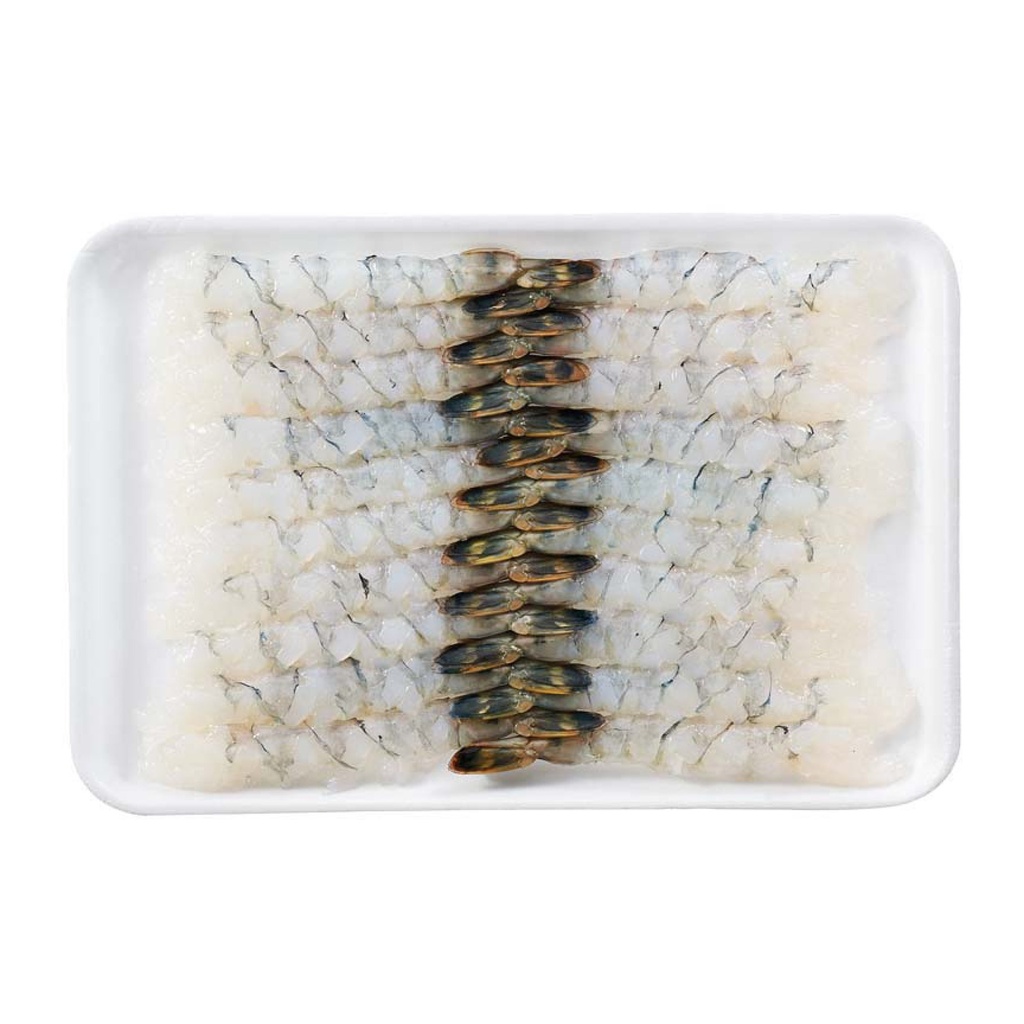 [FROZ-908371] GGFT Vannamei White Shrimp Nobashi-Ebi 26/30, Tail On - 20Pc x 20Tray