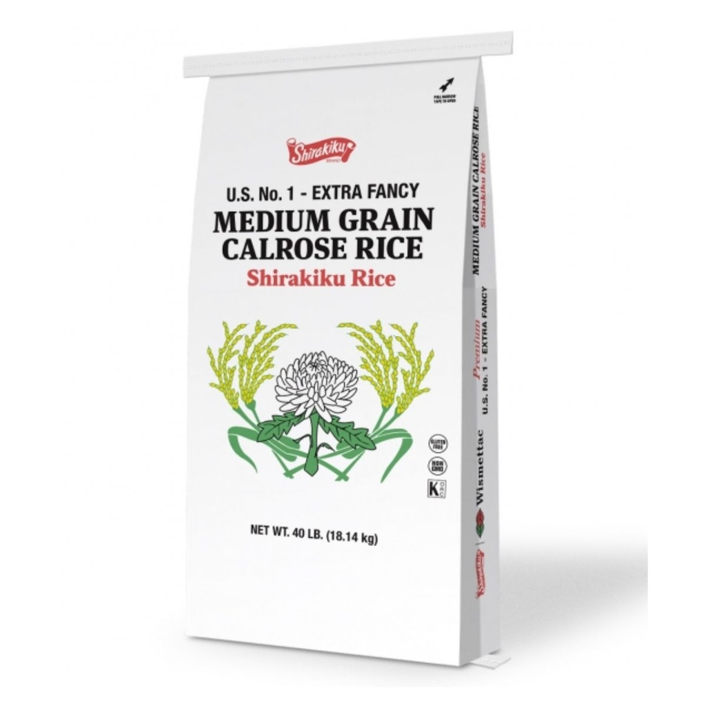 [RIJP-353029] Shirakiku White Calrose Medium Grain Rice, USA - 1x18.14kg