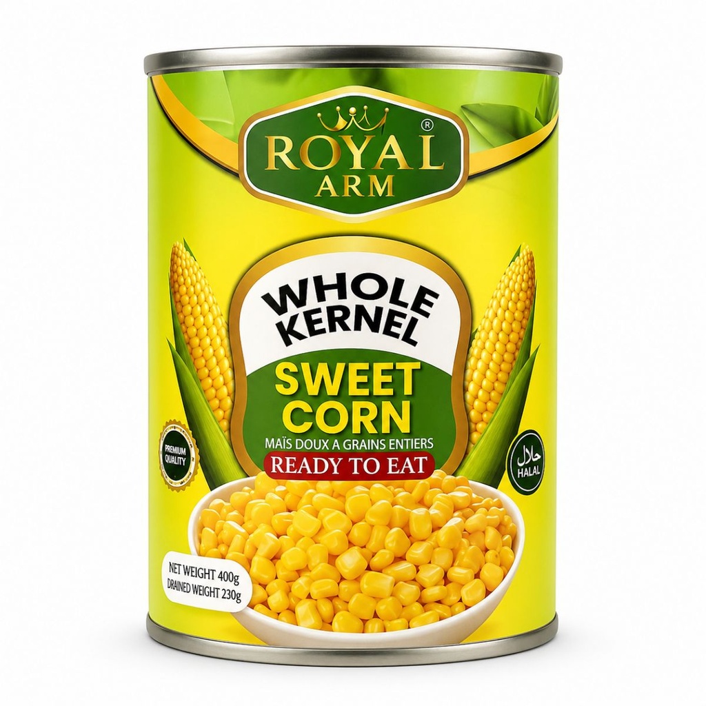 Royal Arm Whole Kernel Sweet Corn - 24x400g