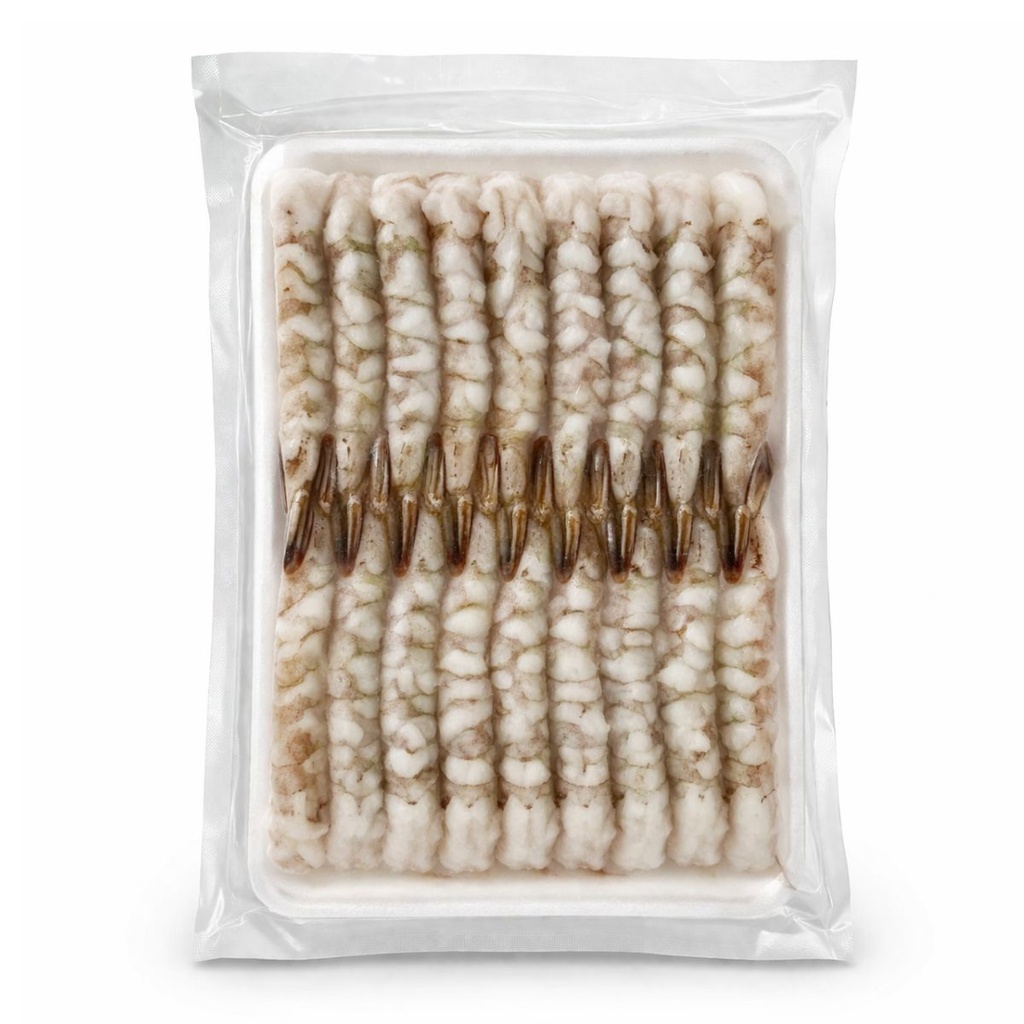 [FROZ-908379] Shirakiku Vannamei White Shrimp Nobashi-Ebi 21/25, Tail On - 30x20pc