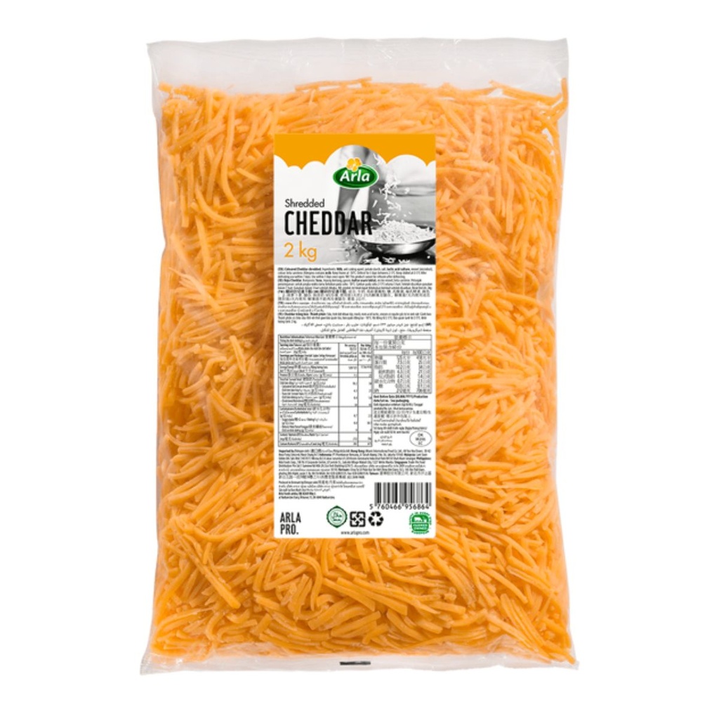 Arla Shredded Cheddar Cheese, Colored - 6x2kg
