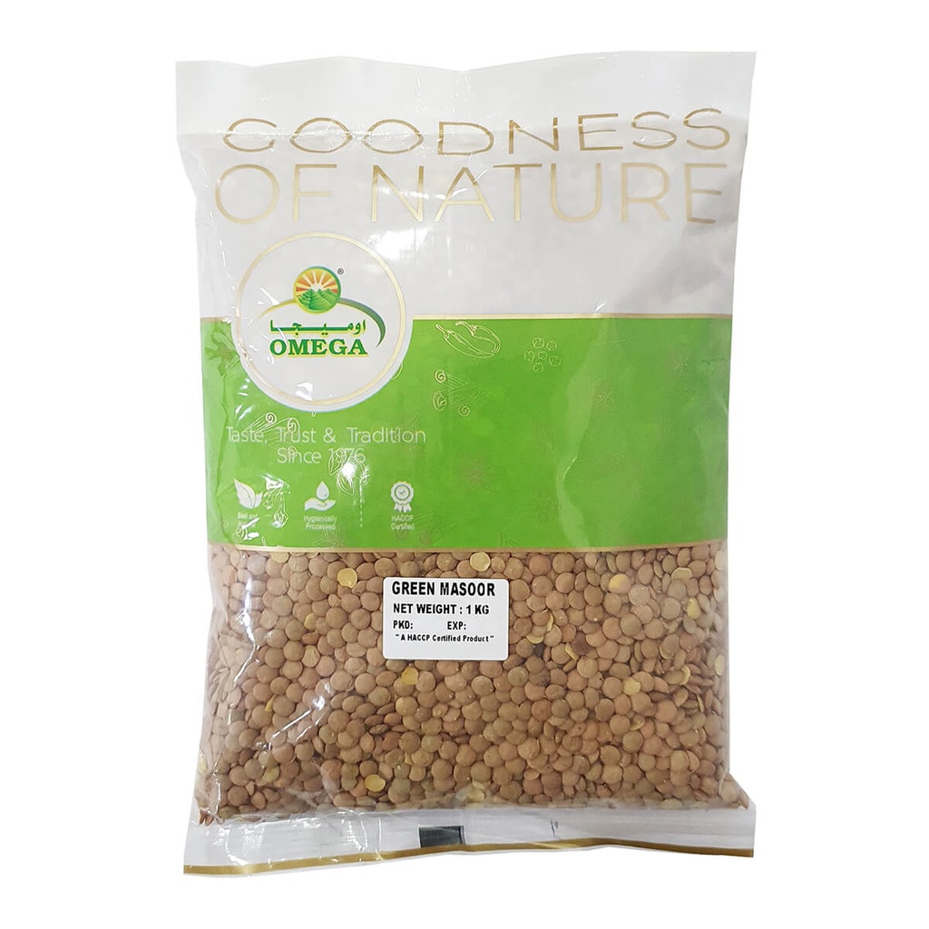 [LENT-405540] Omega Whole Green Masoor Lentil - 1x1kg