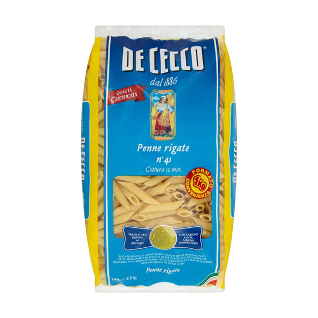 DeCecco Penne Rigate #41 Pasta, Italy - 12x1kg