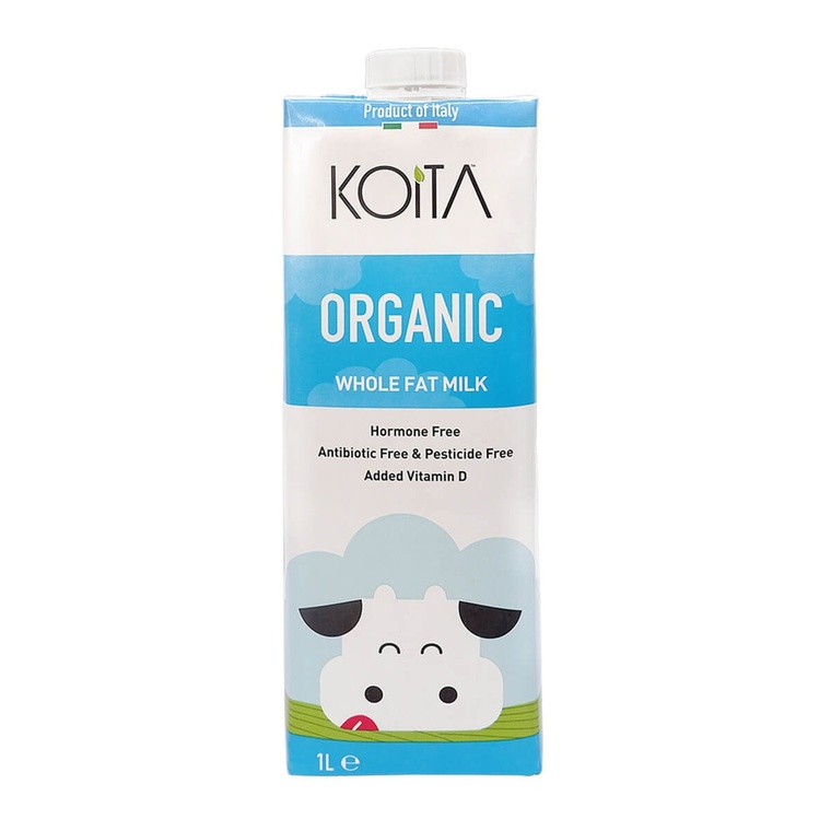 Koita Organic Whole Fat Milk, Italy - 12x1ltr