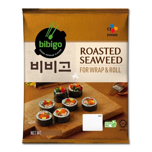 Bibigo Roasted Seaweed Sushi Nori, Korea - 50x22g (10 Sheets)
